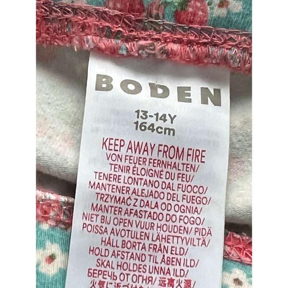 Mini Boden Girls 13 14Y 164cm Teal Strawberry Floral Print Leggings Cropped - Picture 2 of 7